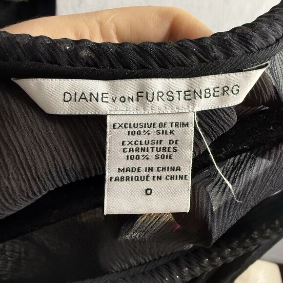 Diane Von Furstenberg Dress Womens 0 Black Sheer‎ Sol Beaded Silk Goddess Boho - Picture 6 of 7